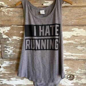 PINK Victoria’s Secret Gray Tank Top M “I Hate Running” Graphic Muscle Tee